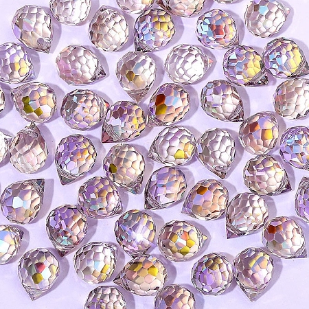 50Pcs Teardrop Transparent Glass Charms PW-WGCC72C-13-1