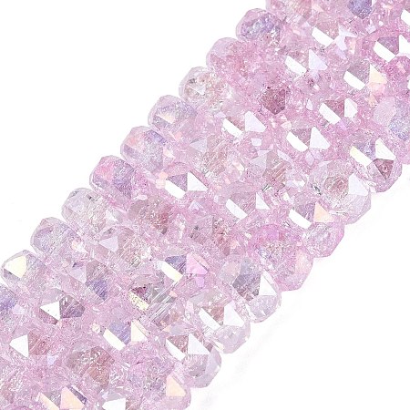 Electroplate Transparent Crackle Glass Beads Strands EGLA-Q135-01A-B05-1
