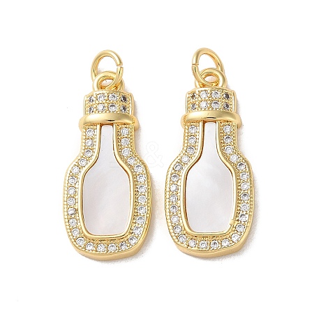 Brass Micro Pave Cubic Zirconia Pendants KK-B083-10G-1