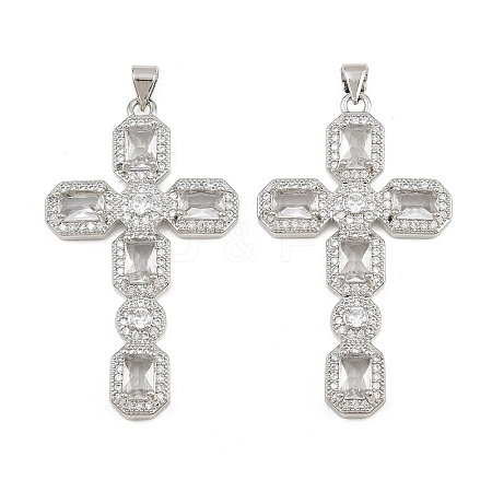 Brass Micro Pave Cubic Zirconia Pendants CU-CBADC6C-13P-02-1