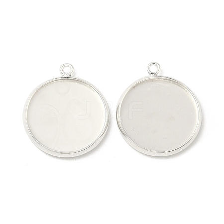 Flat Round Brass Pendant Cabochon Settings KK-K414-14D-S-1