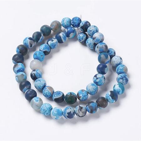 Natural Fire Crackle Agate Bead Strands G-E393-8mm-08B-1