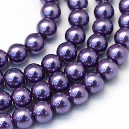 Baking Painted Pearlized Glass Pearl Round Bead Strands HY-Q003-10mm-59-1