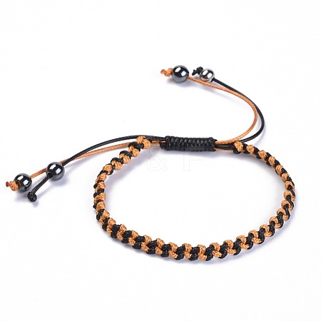 Waxed Polyester Cord Braided Bead Bracelets BJEW-JB04341-01-1