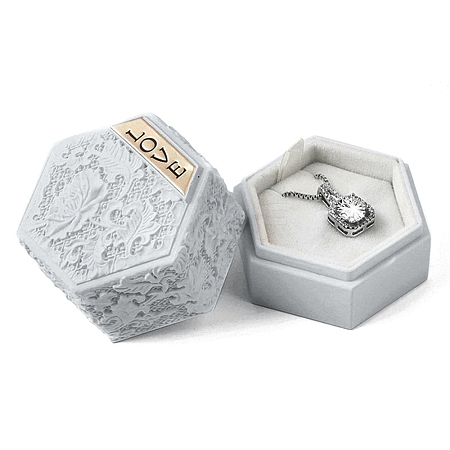 Embossed Hexagon Plastic Pendant Necklace Storage Boxes LS-CON-P020-B01-1