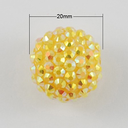 AB Color Chunky Round Resin Rhinestone Bubblegum Ball Beads X-RESI-S256-20mm-SAB10-1