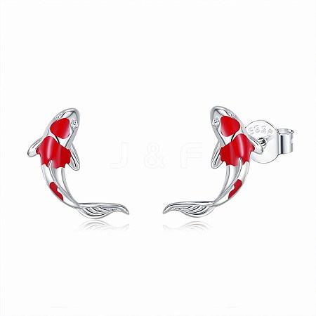 Anti-Tarnish Rhodium Plated 925 Sterling Silver Stud Earrings STER-BB72115-1