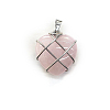 Natural Rose Quartz Copper Wire Wrapped Pendants FIND-PW0015-21B-1