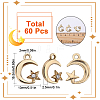 SUNNYCLUE 60Pcs Moon & Star Alloy with Rhinestone Small Handmade Pendant Charms FIND-SC0006-79-2