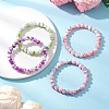 Drawbench & Baking Paint Round Glass Stretch Bracelets BJEW-JB12614-2