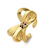 304 Stainless Steel with Rhinestone Adjustable Cuff Rings RJEW-Q020-18G-2