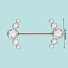 304 Stainless Steel Crystal Rhinestone Barbell Nipple Rings WG5DFA5-23-1