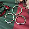 3Pcs 3 Styles Handmade Polymer Clay Beaded Stretch Bracelet Sets BJEW-JB10806-2