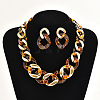 Alloy & CCB Plastic Curb Chain Necklace & Stud Dangle Earrings Sets FS-WG734CE-01-1