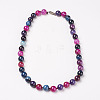 Natural Dyed Agate Beads Necklaces NJEW-F139-8mm-01-1