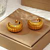 Stylish Stainless Steel Striped C-Shaped Stud Earrings for Women's Daily Wear CD0709-3