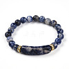 Natural Blue Spot Jasper Beads Stretch Bracelets BJEW-T022-04I-2