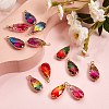 12Pcs 6 Colors K9 Glass Imitation Tourmaline Pendants GLAA-SZ0001-34-5