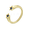 Brass Micro Pave Cubic Zirconia Cuff Open Rings for Women FS-WG15C9D-11-1