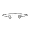 Anti-Tarnish Heart & Letter Rhodium Plated 925 Sterling Silver Micro Pave Cubic Zirconia Cuff Bangles for Women BJEW-C062-01Q-P-1