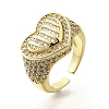 Brass Micro Pave Clear Cubic Zirconia Cuff Rings for Women RJEW-G347-01G-4