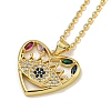 Brass Pave Colorful Cubic Zirconia Peach Heart Pendant Necklaces for Women LS-NJEW-Q346-04G-02-1