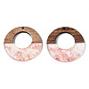 Transparent Resin & Walnut Wood Pendants X-RESI-T035-20-A01-2