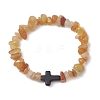 Natural Red Aventurine Chips Stretch Bracelets for Women Men BJEW-JB11341-02-2