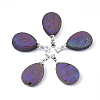 Electroplate Natural Druzy Geode Agate Pendants G-S344-63C-1