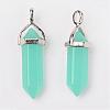 Bullet Imitation Jade Glass Pointed Pendants G-F295-01C-2