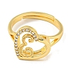 Heart with Letter Rack Plating Brass Micro Pave Cubic Zirconia Adjustable Rings for Women RJEW-I105-06G-E-2