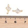 Brass Clear Cubic Zirconia Connector Charms KK-Z094-10G-3