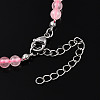 Natural Rose Quartz 4.5mm Round Beaded Flower Pendant Necklaces NJEW-T016-04O-6