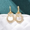 Heart with Flat Round Brass Micro Pave Clear Cubic Zirconia Hoop Earrings KK-D363-11B-G-5