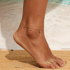 304 Stainless Steel Crystal Rhinestone Triple Heart Charm 2-Strand Anklets for Women WG509DE-01-1