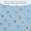   100Pcs 10 Style Chakra Zinc Tibetan Style Alloy Pendants FIND-PH0009-01-4