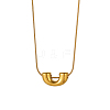 304 Stainless Steel U-shaped Pendant Round Snake Chain Necklaces NJEW-OY002-34G-1