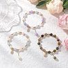 3Pcs Natural Aquamarine & Rose Quartz & Amethyst & Indian Agate & White Jade Imitation Morganite Round Beaded Bracelets BJEW-JB11933-1