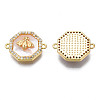 Brass Micro Pave Clear Cubic Zirconia Connector Charms KK-N233-153-3