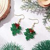 Christmas Handmade Glass Seed Beads Dangle Earrings EJEW-MZ00516-1