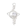 Brass Micro Pave Clear Cubic Zirconia Pendants KK-K407-48S-1