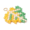 Glass Seed Beaded Maple Leaf Pendants PALLOY-MZ00889-03-3