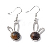 Natural Tiger Eye Rabbit Dangle Earrings EJEW-A092-05P-15-1