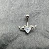 Heart with Wings Brass Crystal Rhinestone Curved Barbell Belly Rings FS-WG4497F-01-2