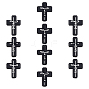 Olycraft 10Pcs Cross with Word Jesus Silicone Beads SIL-OC0001-21-1