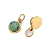 Ion Plating(IP) Natural African Turquoise(Jasper) Half Round Charms with Jump Ring STAS-A097-05G-16-2