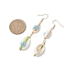 Cowrie Shell Flower Dangle Earrings EJEW-MZ00250-03-3