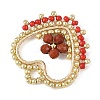 Natural Red Jasper Faceted Round Beaded Copper Wire Wrapped Pendants PALLOY-MZ01400-02-2