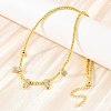 Brass Micro Pave Clear Cubic Zirconia Boy and Round Beaded Necklaces KK-CBA4547-14G-2