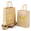8Pcs 4 Styles Gold Stamp Thank You Printed Paper Gift Tote Bags ABAG-TA0001-61-1